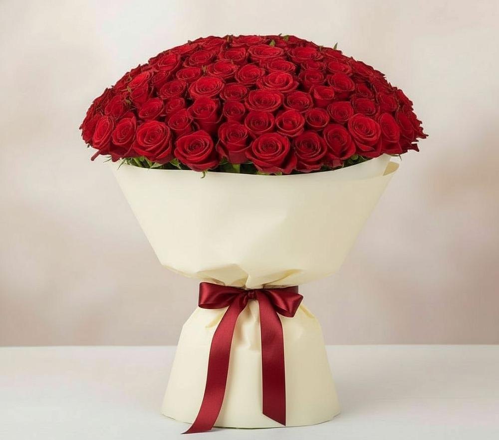 Букет 101 Красная роза Милано в Североморске