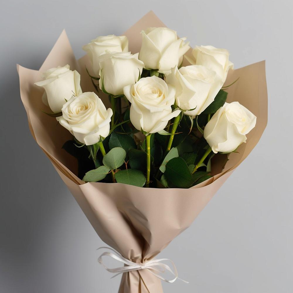 Букет 9 Белых роз Эдлесс Лав в Североморске