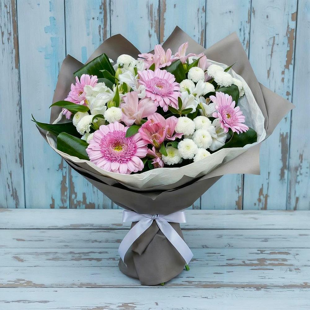 Букет цветов из: Герберы, Альстромерии и Хризантемы в Североморске